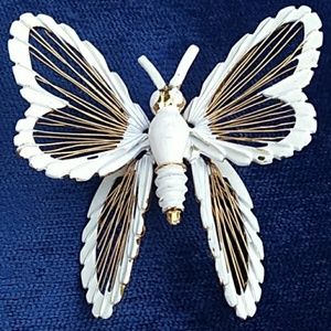 VINTAGE MONET GoldTone Enamel Butterfly Spinneret